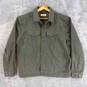 Line of Trade Trucker Jacket Mens Size XL Olive Green Canvas Workwear